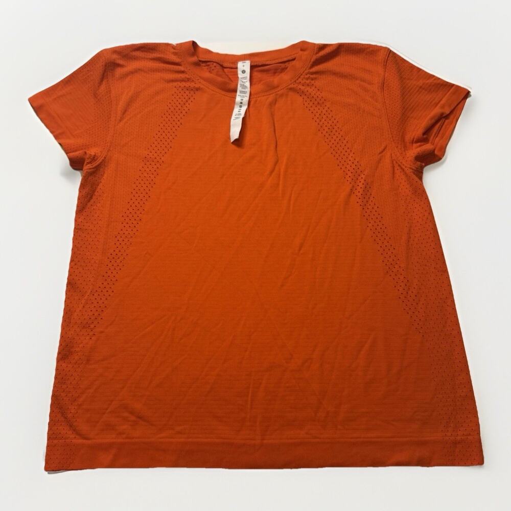 Lululemon Swiftly Tech Short Sleeve Shirt Womens 6 Orange Crew Neck Running Tee